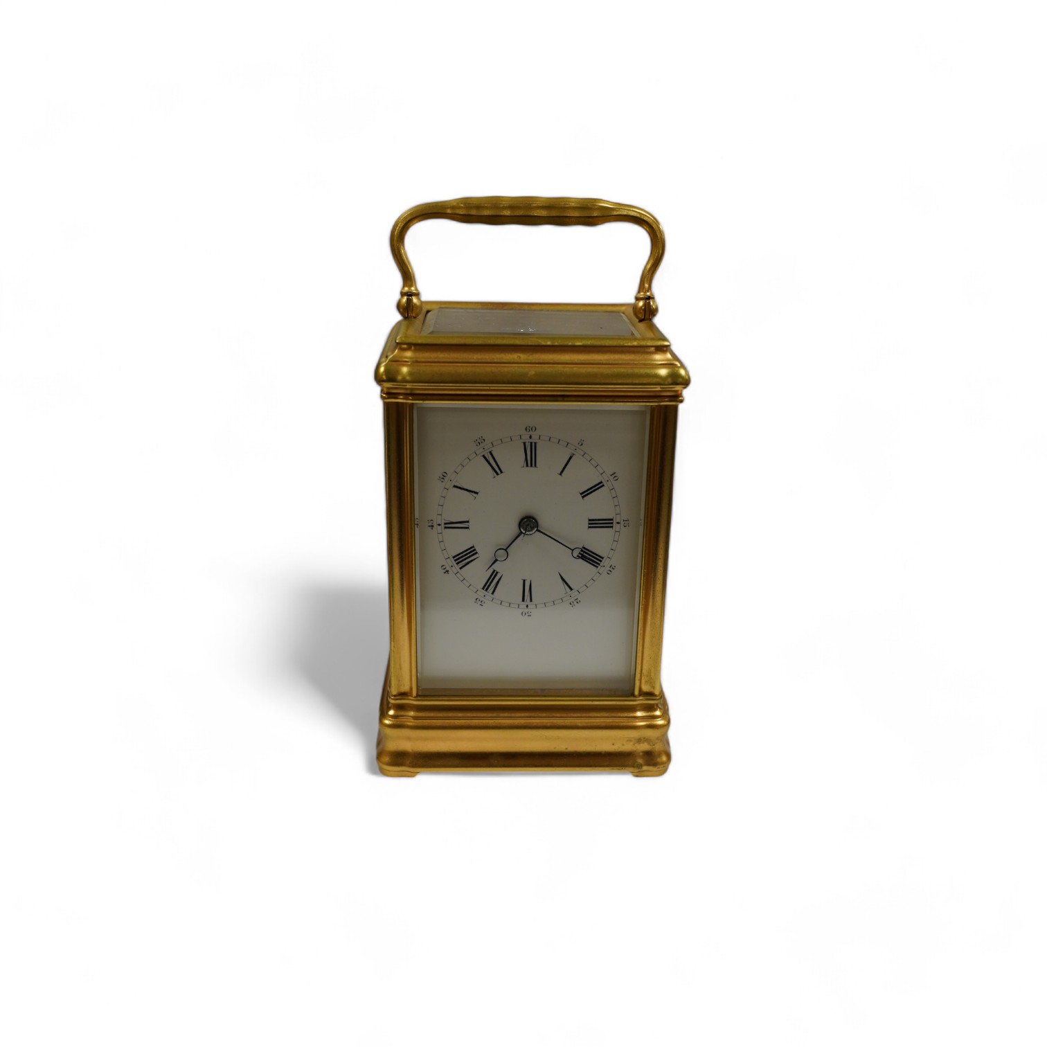 A late 19th century Drocourt carriage clock, in brass gorge case, 14.5cm. Condition - good, not tested